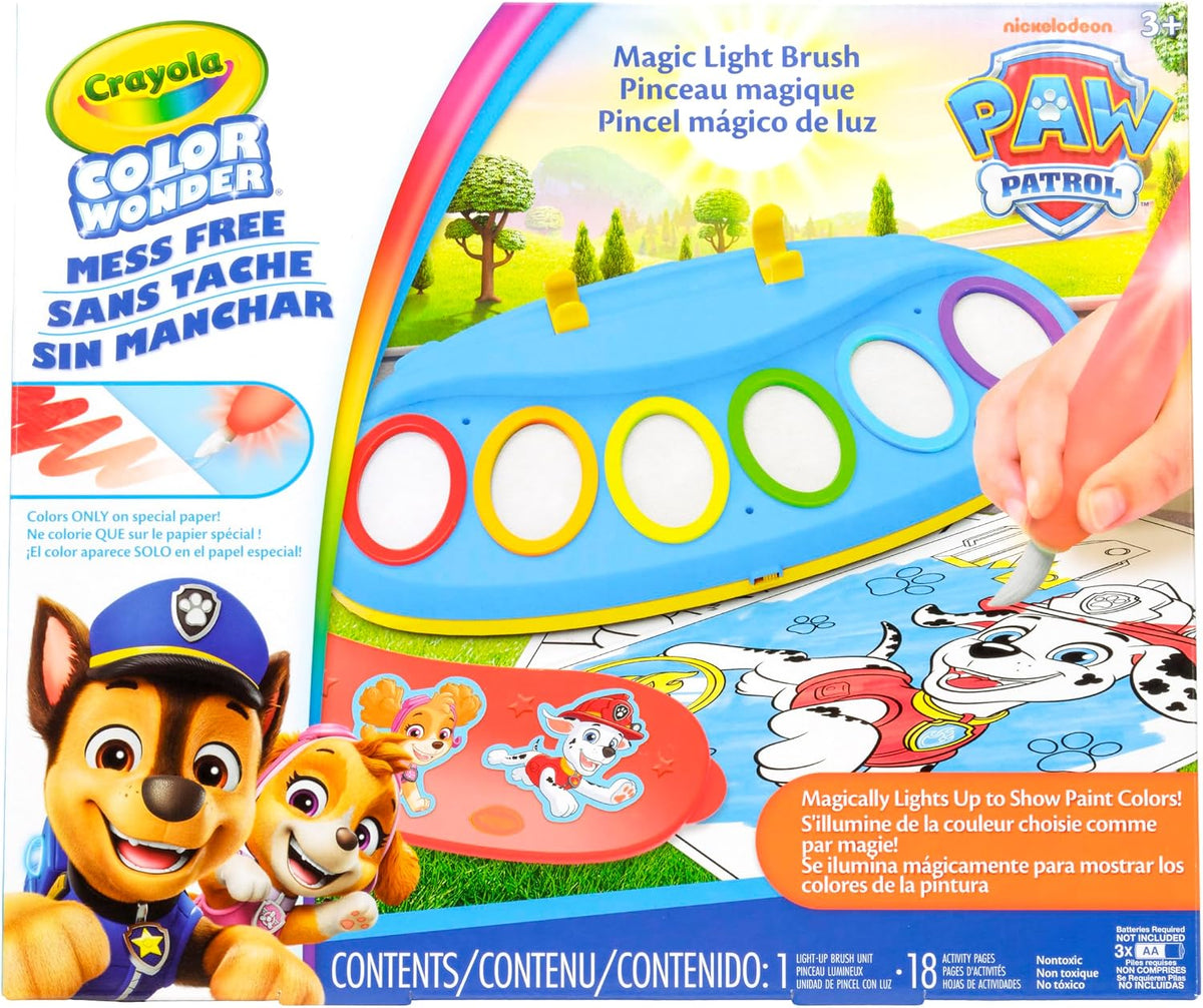 Crayola PAW Patrol Color Wonder Magic Light Brush – Mess Free Painting Kit for Kids with Lightup Brush, Gift for Toddlers, Preschool Art Activities, Ages 3+