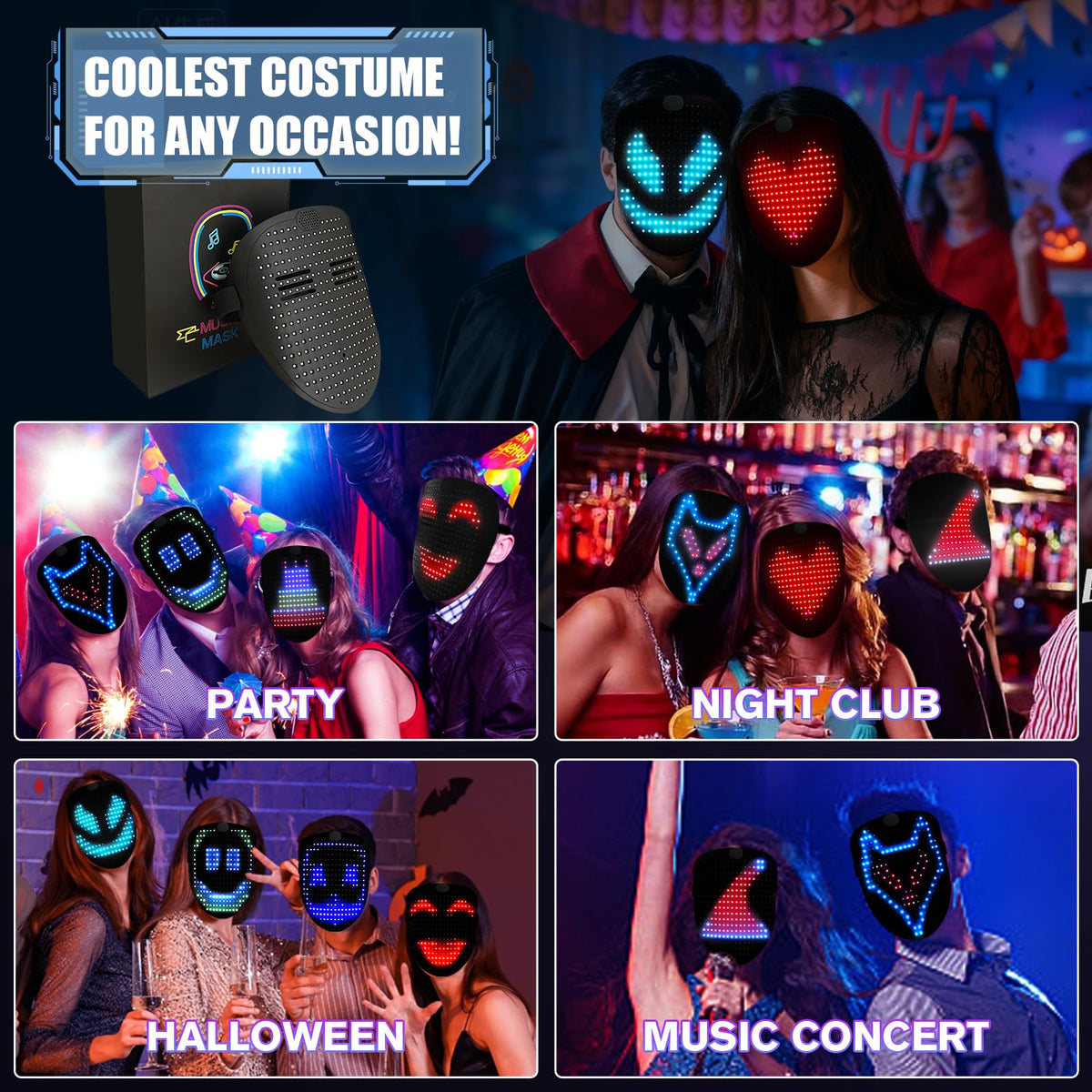 JDBMAOYE LED Light Up Mask with Gesture Sensing,Perfect Gifts for Teen Boys
