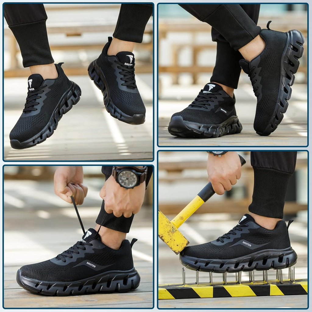 HEOAARG Chaussures de Sécurité Hommes Femme Embout Acier Chaussures de Travail Légère Respirant Antidérapante Basket Securite