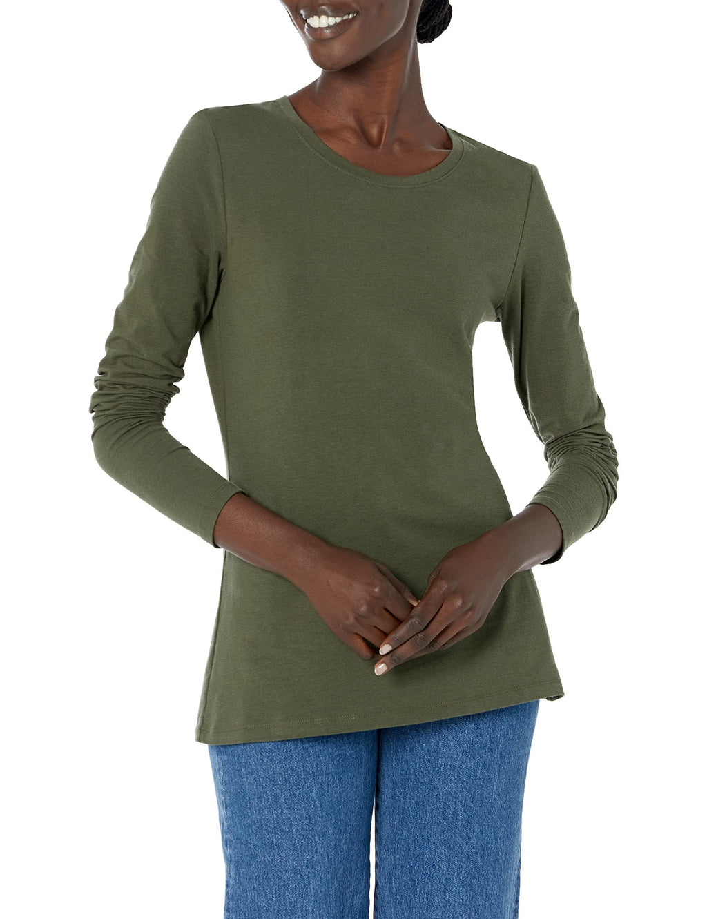 Amazon Essentials Damen Regular-Fit Langarm-T-Shirt Rundhalsausschnitt (In Übergröße Erhältlich)
