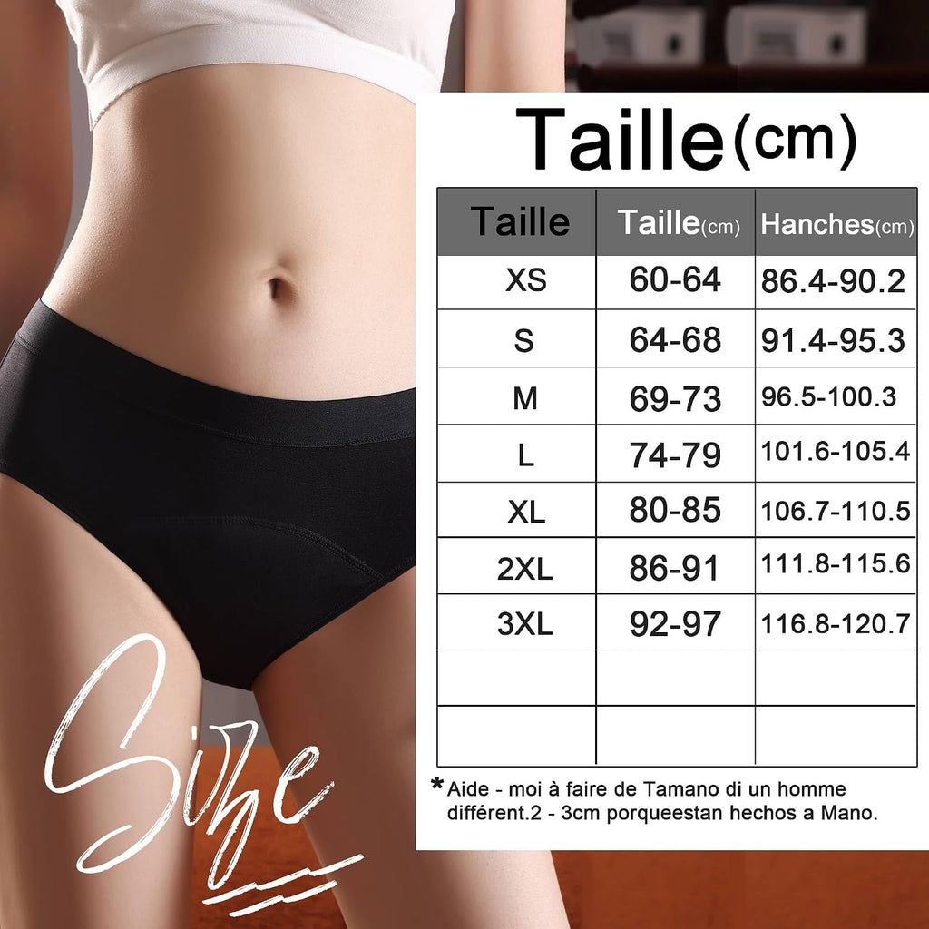 Culotte Menstruelle Absorbante Coton Menstruation Protection Périodique Hygiénique Flux léger à abondant Culotte de Règles