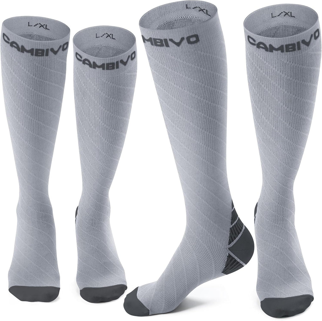 CAMBIVO Compression Socks for Women & Men 2 Pairs, Travel Flight Socks