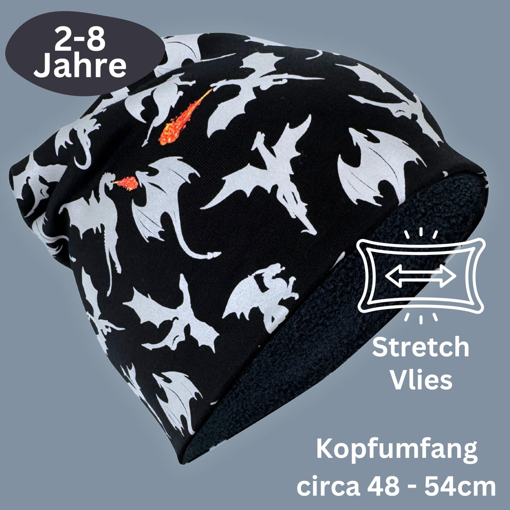 HECKBO 360° Reflektor Kinder Mütze & Loop Schal Set - 95% Baumwolle - weiches & pflegeleichtes Stretch-Material - Beanie Frühling Herbst Winter (48-54 cm)