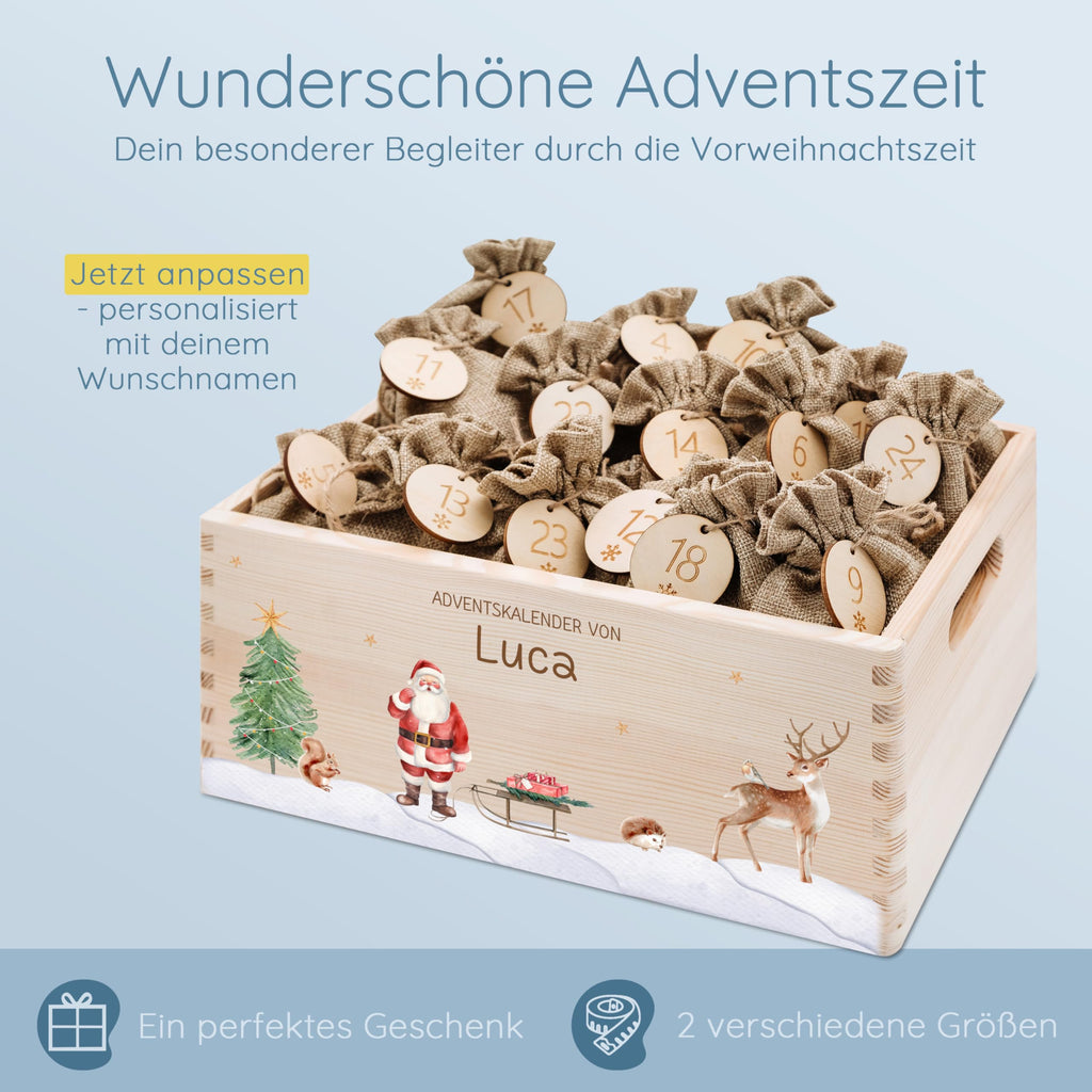 Bärenfreunde Personalisierter Adventskalender zum Befüllen, Holz, Baum