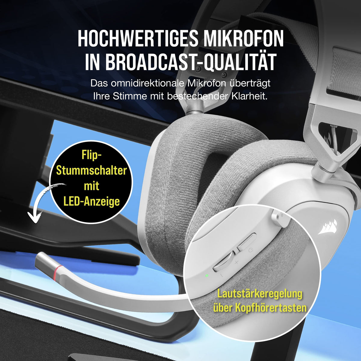 Corsair HS80 MAX Wireless Multiplattform-Gaming-Headset – Stahlgrau