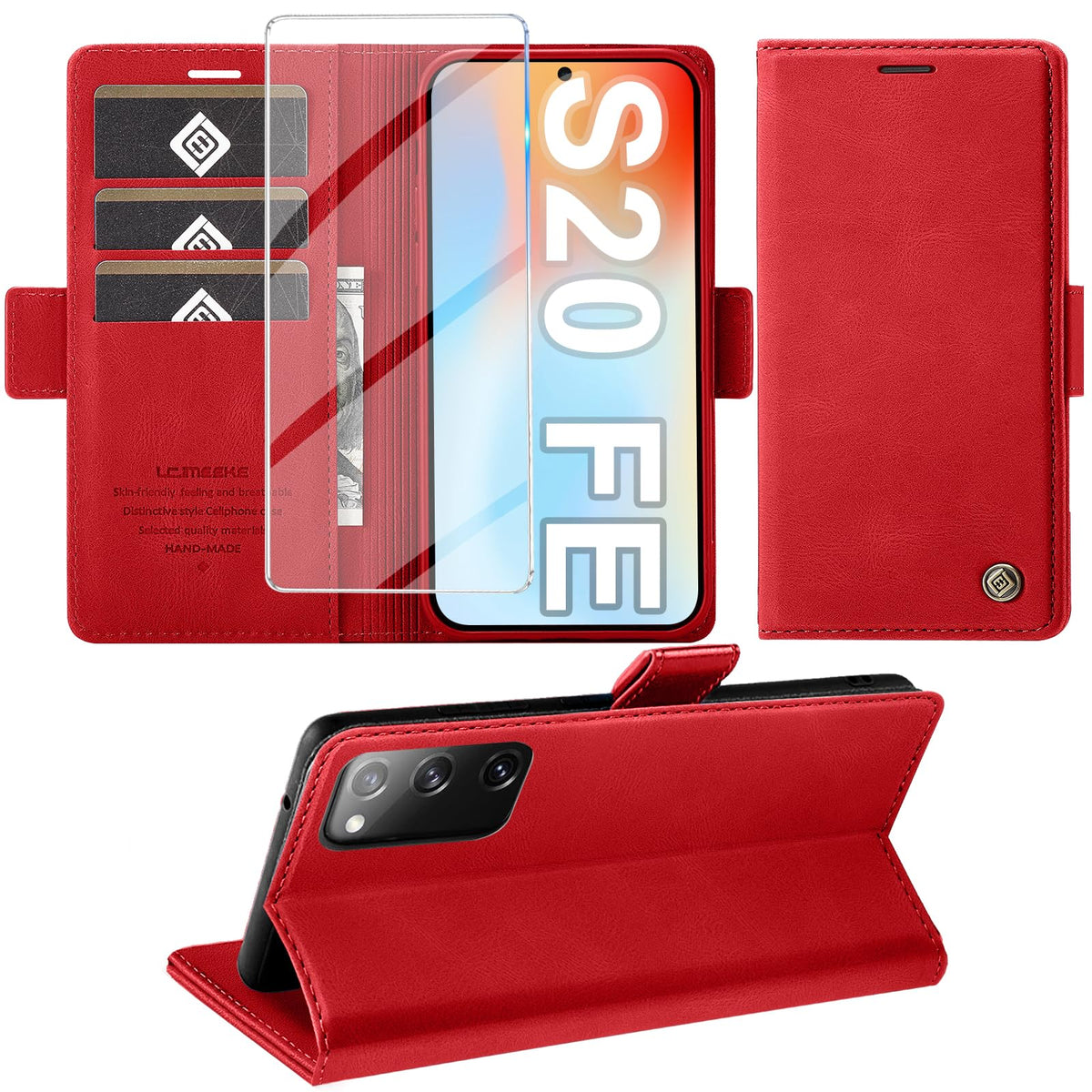 Giyer Handyhülle für Samsung Galaxy S24 5G Hülle mit Schutzfolie, Schutzhülle Galaxy S24 5G PU-Leder Wallet Flip Case Standfunktion Kartenfach Klapphülle für Samsung S24 5G Full Cover (Grün)