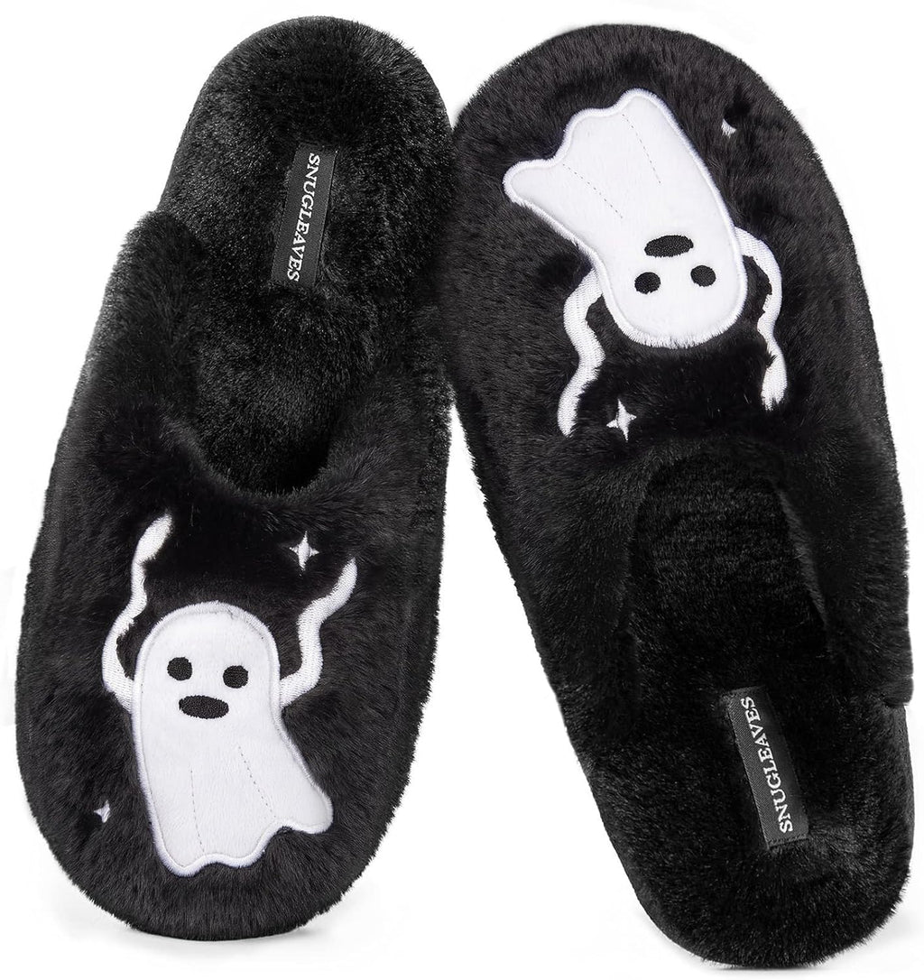 Snug Leaves Women's Fuzzy Scuff Slippers Memory Foam Non-slip House Shoes
