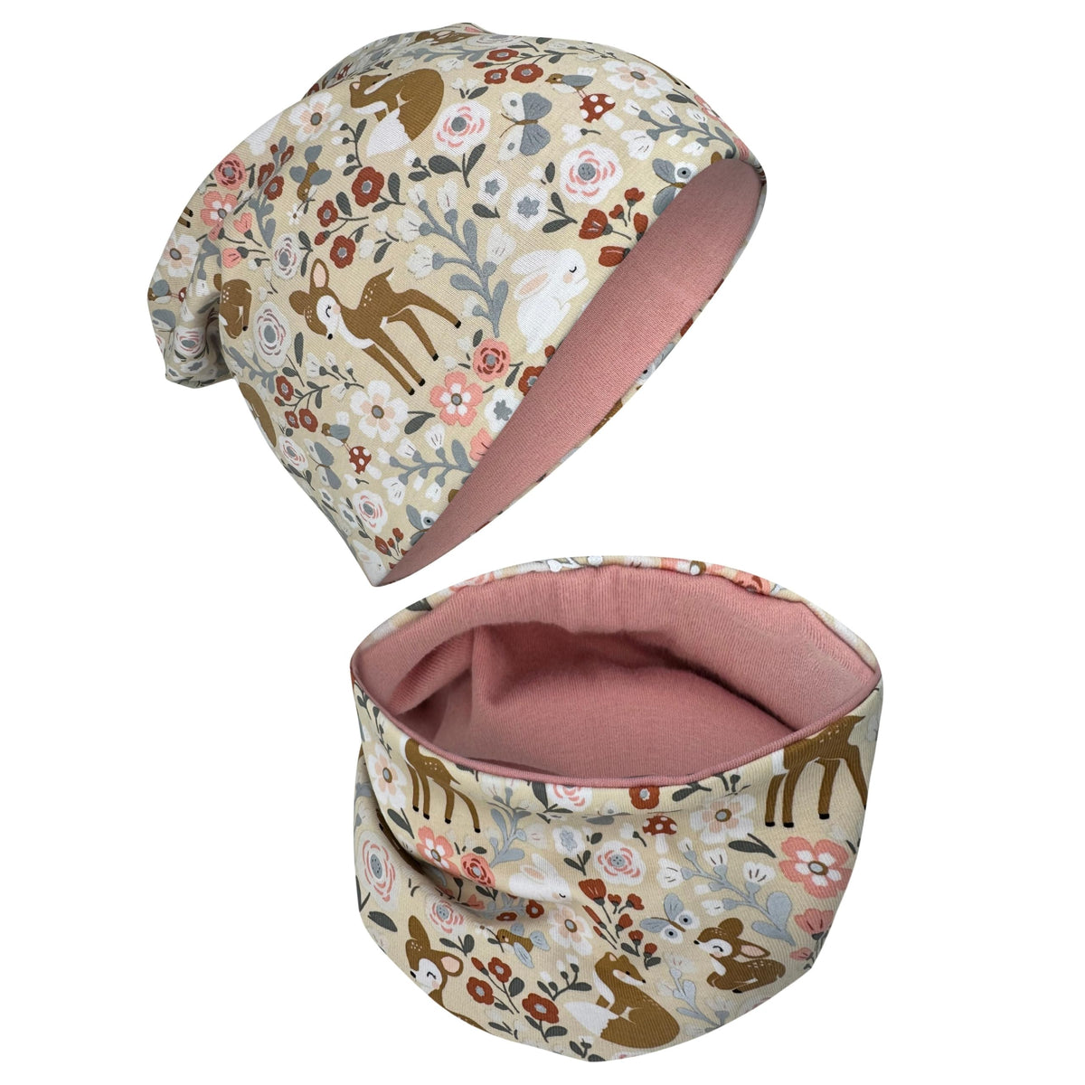 HECKBO 360° Reflektor Kinder Mütze & Loop Schal Set - 95% Baumwolle - weiches & pflegeleichtes Stretch-Material - Beanie Frühling Herbst Winter (48-54 cm)