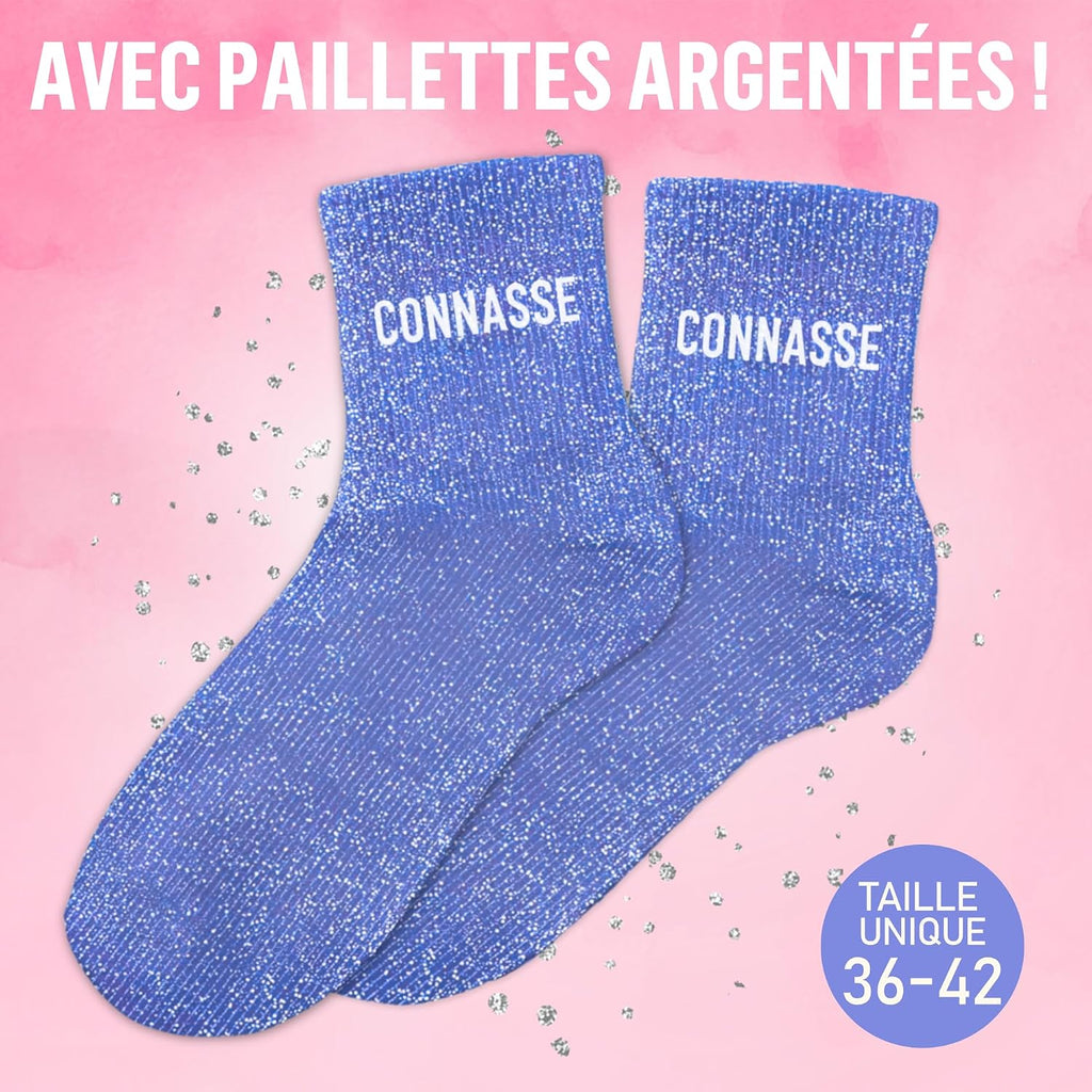 MASSA Chaussettes Paillettes - Taille Unique - Parfaite, Unique, Wesh, Tana, Princesse, Pipelette, Raleuse, Gourmande, Aigrie, Mamounette - Chaussettes à Paillettes