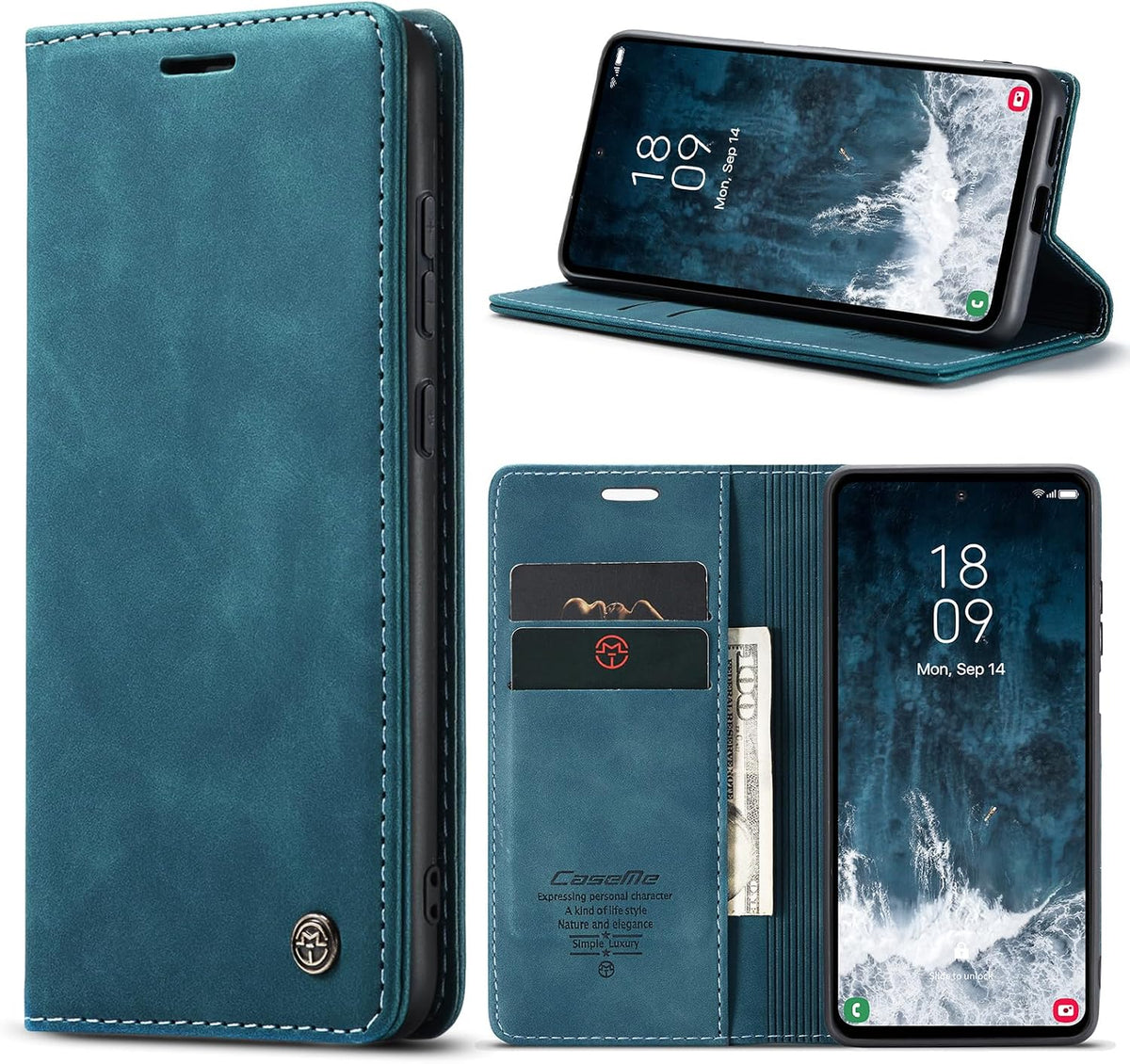 Handyhülle für Honor Magic 6 Pro Hülle Premium PU Klapphülle RFID Lederhülle Faltbare Schutzhülle Kartenfach Standfunktion Handytasche Hülle Honor Magic 6 Pro 5G - Schwarz
