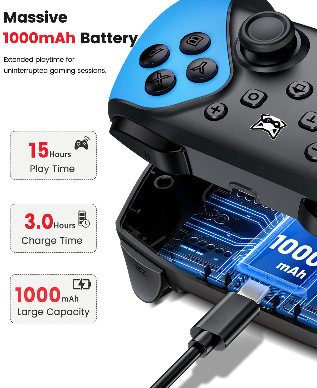 HELLCOOL Switch Controller, Kabellos Switch Pro Controller für Switch/Lite/OLED Konsole, Macro/Turbo/Aufwachfunktion, Präzise Steuerung, Dual Motors Vibration, 15 Std Spieldauer