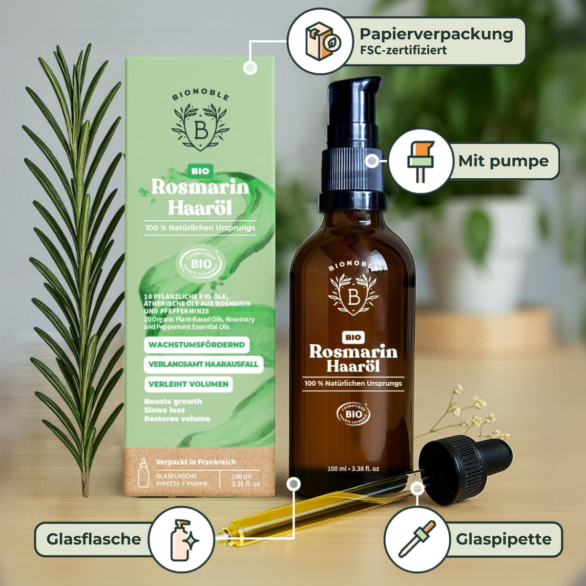BIONOBLE Arganöl Bio Kaltgepresst - Haare, Gesicht, Haut - Marokko - 50ml