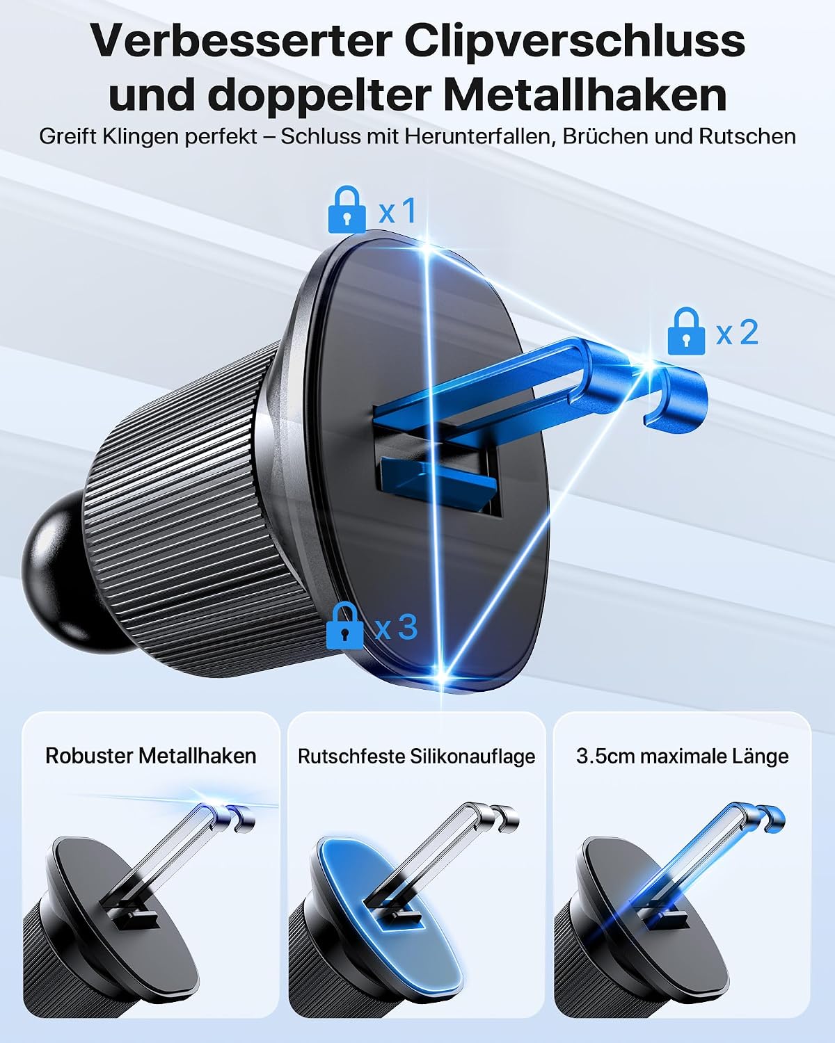 Miracase [2026 Upgraded Handyhalterung Auto Handy Halterung,Universal Car Phone Holder[Stärkste Saugnapf & Lüftungshaken] 360° Drehbar kfz autohalterung Lautsprecher für iPhone Samsung Galaxy Google
