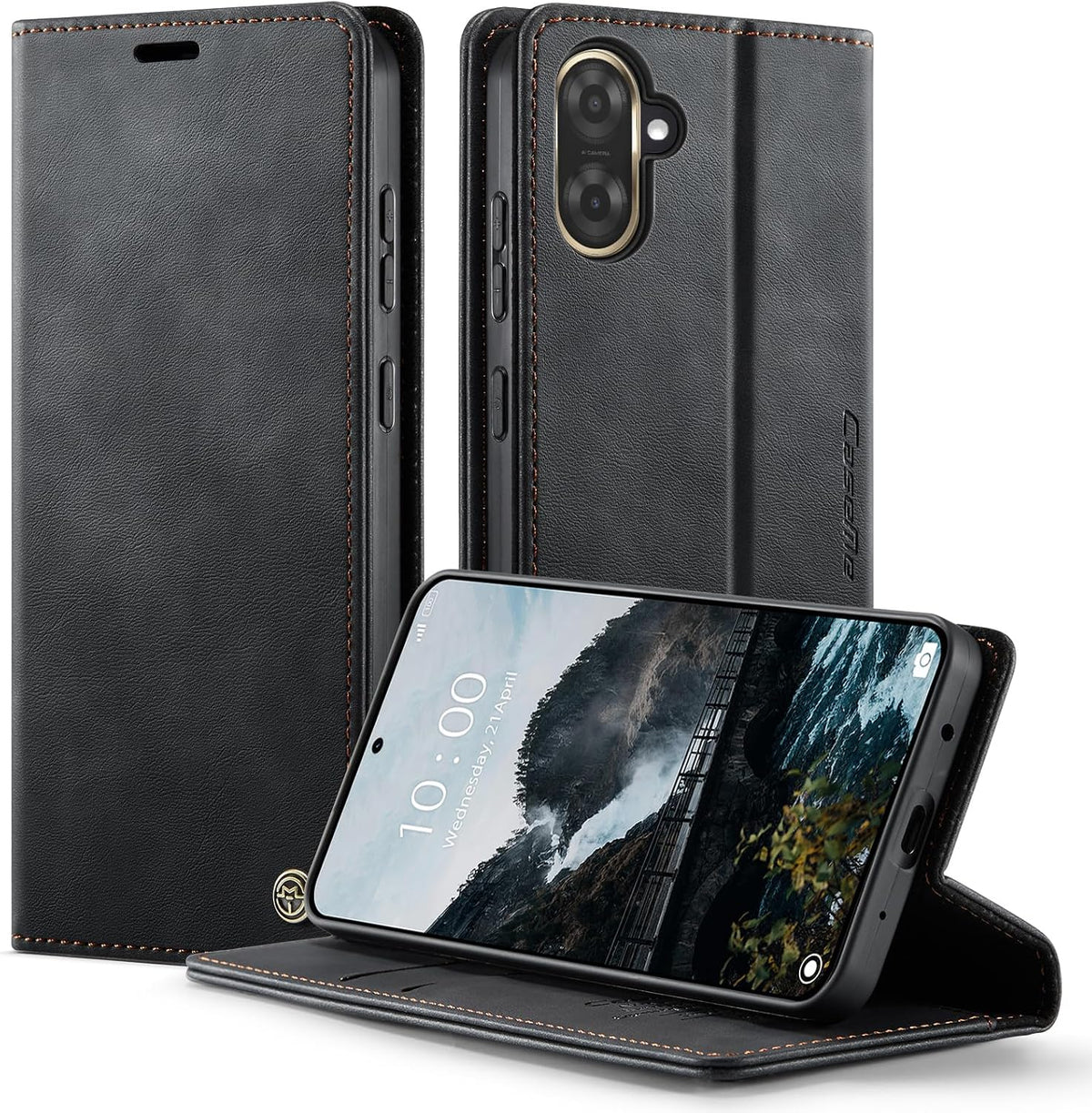 Handyhülle für Honor Magic 6 Pro hülle Premium PU klapphülle RFID Lederhülle Faltbare Schutzhülle Kartenfach Standfunktion Handytasche hülle Honor Magic 6 Pro 5G - Schwarz