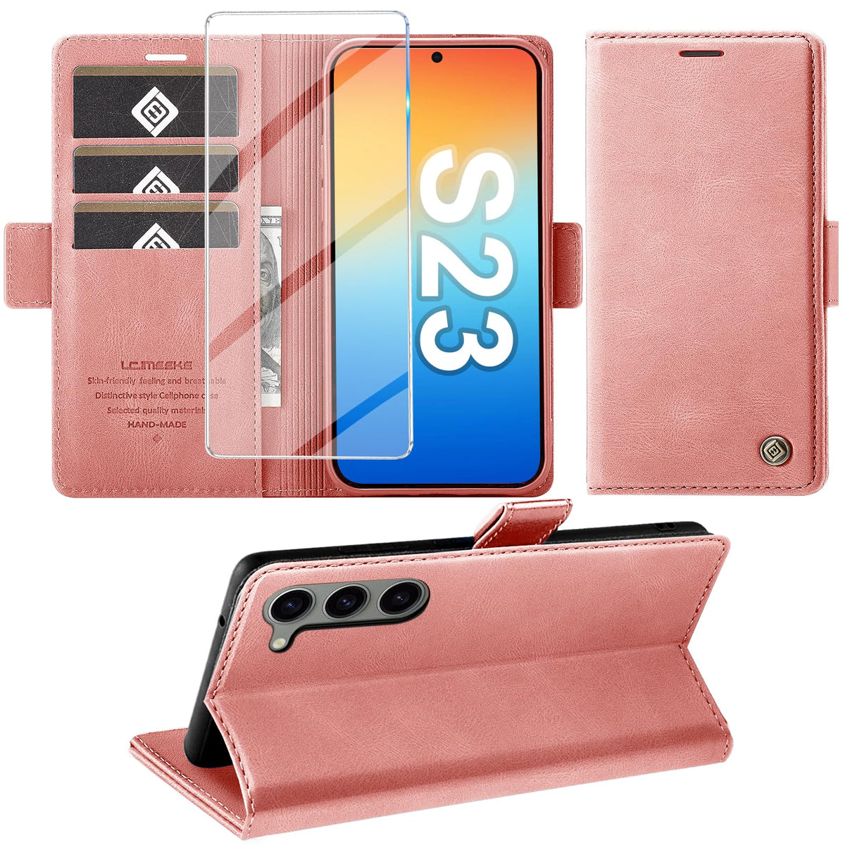 Giyer Handyhülle für Samsung Galaxy S24 5G Hülle mit Schutzfolie, Schutzhülle Galaxy S24 5G PU-Leder Wallet Flip Case Standfunktion Kartenfach Klapphülle für Samsung S24 5G Full Cover (Grün)