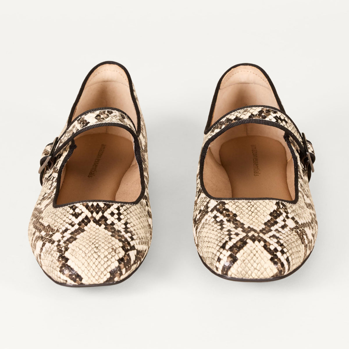 Amazon Essentials Women's Square-Toe Mary Jane Ballet Flat with Adjustable Metal Buckle Strap, Non-Slip Low Heel, Cushioned
