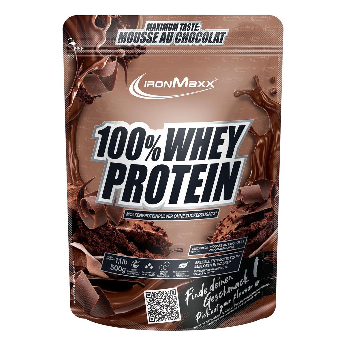 IronMaxx 100% Whey Protein Pulver - French Vanilla 500g Beutel | zuckerreduziertes, wasserlösliches Eiweißpulver aus Molkenprotein | viele verschiedene Geschmacksrichtungen