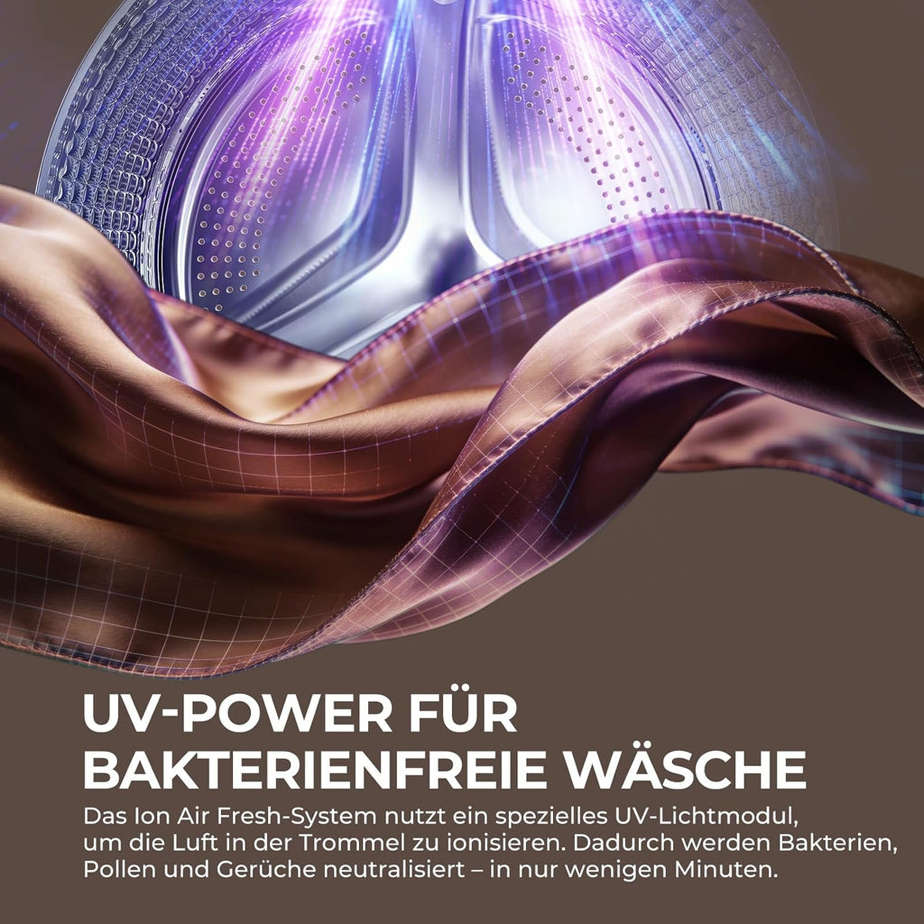 Haier Wärmepumpentrockner 9kg I G7 Serie I Klasse B I AI Power Inverter Motor, iOn Air Fresh, Pillow-Schontrommel, Automatik- & Hygiene-Programm, hOn AppI HD90-B667U1