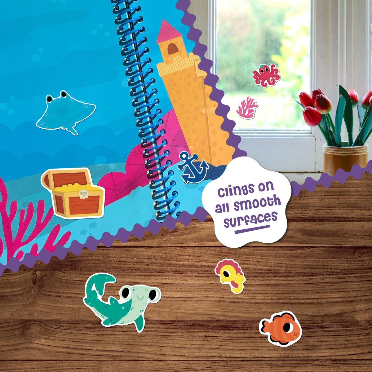 Stick4Ever Jelly Sticker Book® - for Kids - Waterproof, Easy to Clean Reusable Sticker Book for Toddlers- Reusable Road Trip Activities for Kids - Stocking Stuffers for Toddlers (Farm)