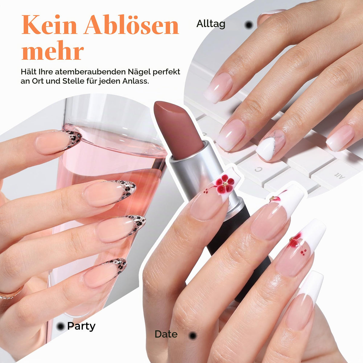 UNA GELLA Kurze Mandel Nail Tips 504 Stück