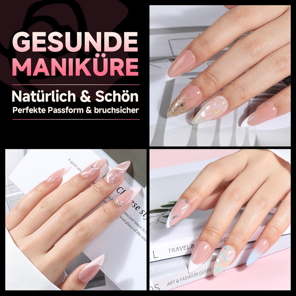 UNA GELLA Kurze Mandel Nail Tips 504 Stück