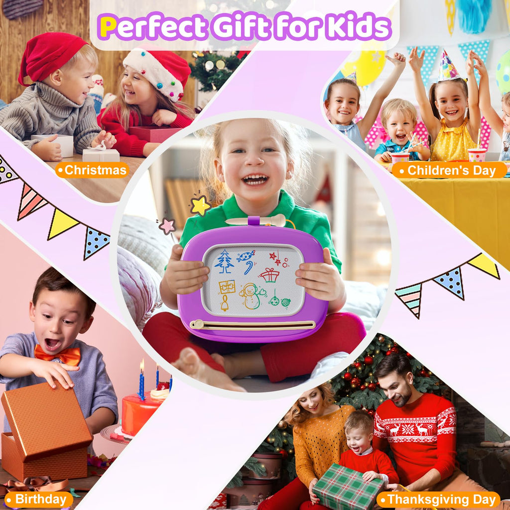 Kikidex Magnetic Drawing Board, Toddler Girl Toys for 1-3 Year Old, Doodle Board Pad Learning and Educational Toys for 1 2 3 Year Old Kids Birthday Gift (Soft Pink)