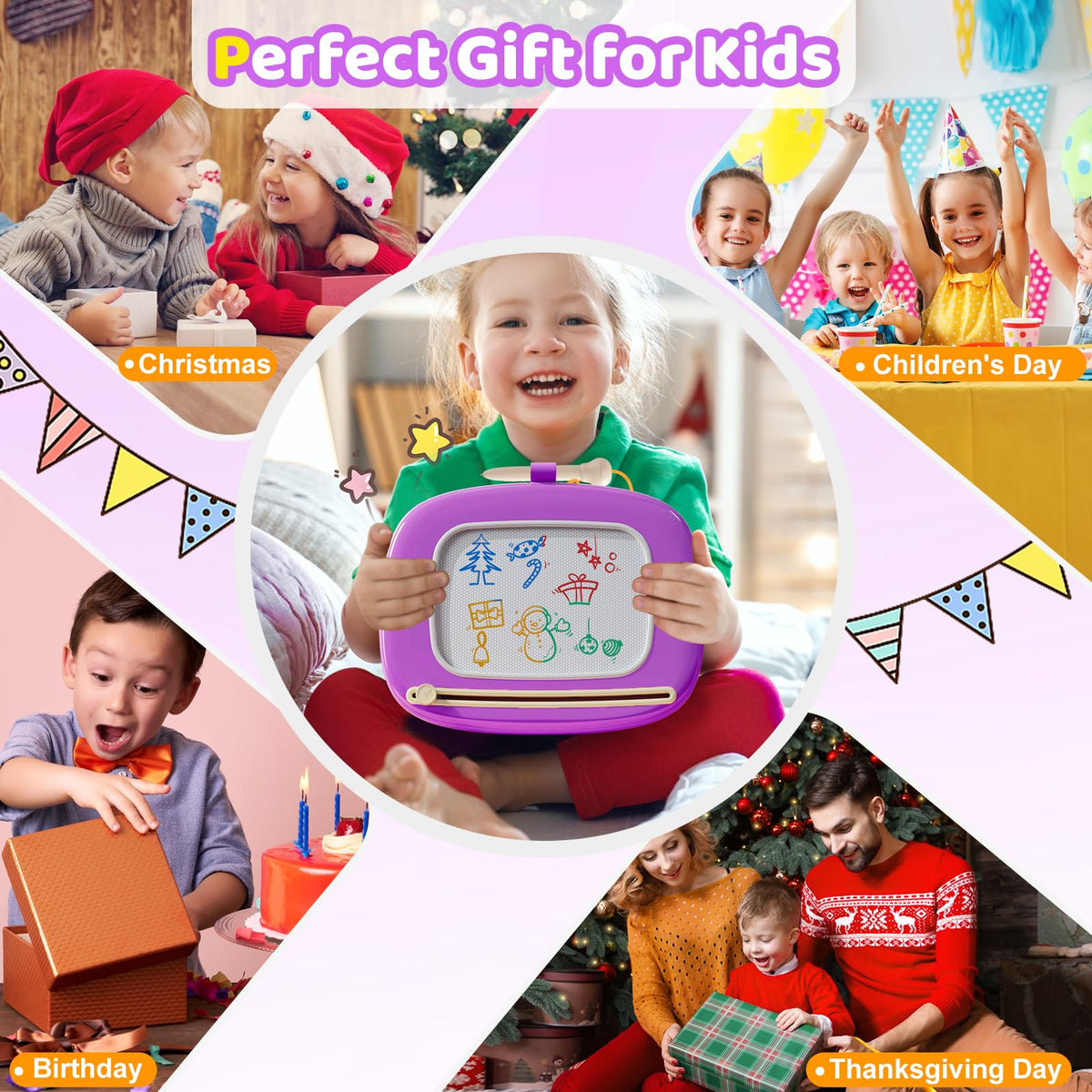 Kikidex Magnetic Drawing Board, Toddler Girl Toys for 1-3 Year Old, Doodle Board Pad Learning and Educational Toys for 1 2 3 Year Old Kids Birthday Gift (Soft Pink)