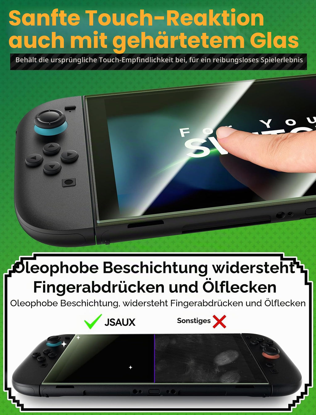 JSAUX 2er-Pack Ultra HD Displayschutz für Nintendo Switch 2