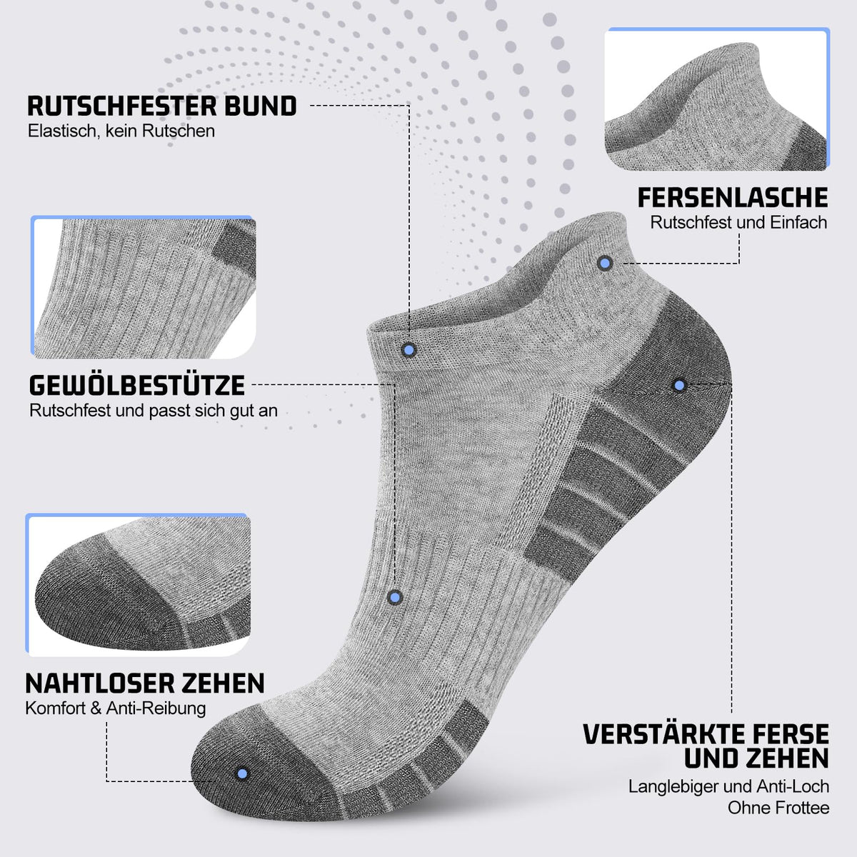 Sneaker Socken Herren Damen 10/20 Paar – Atmungsaktive Sportsocken
