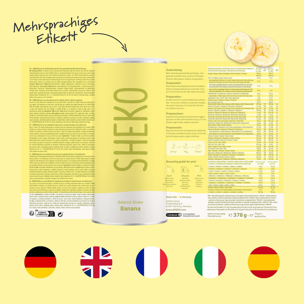 SHEKO Balance Shake Erdbeere – Mahlzeitersatz & Abnehmshake – 378 g