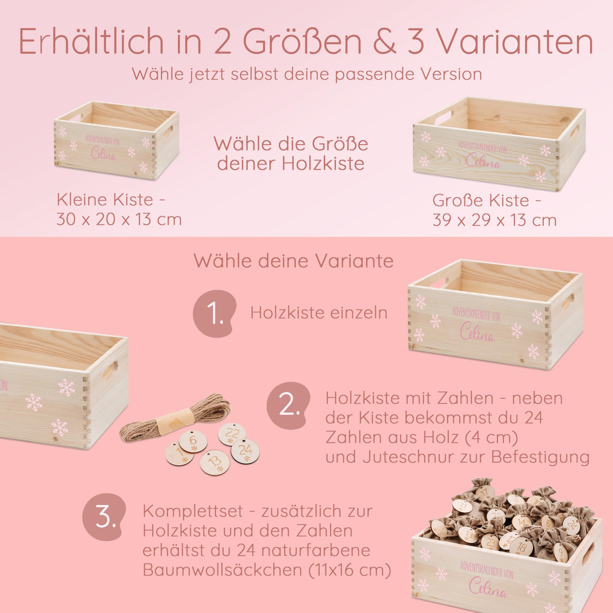Bärenfreunde Personalisierter Adventskalender zum Befüllen, Holz, Baum