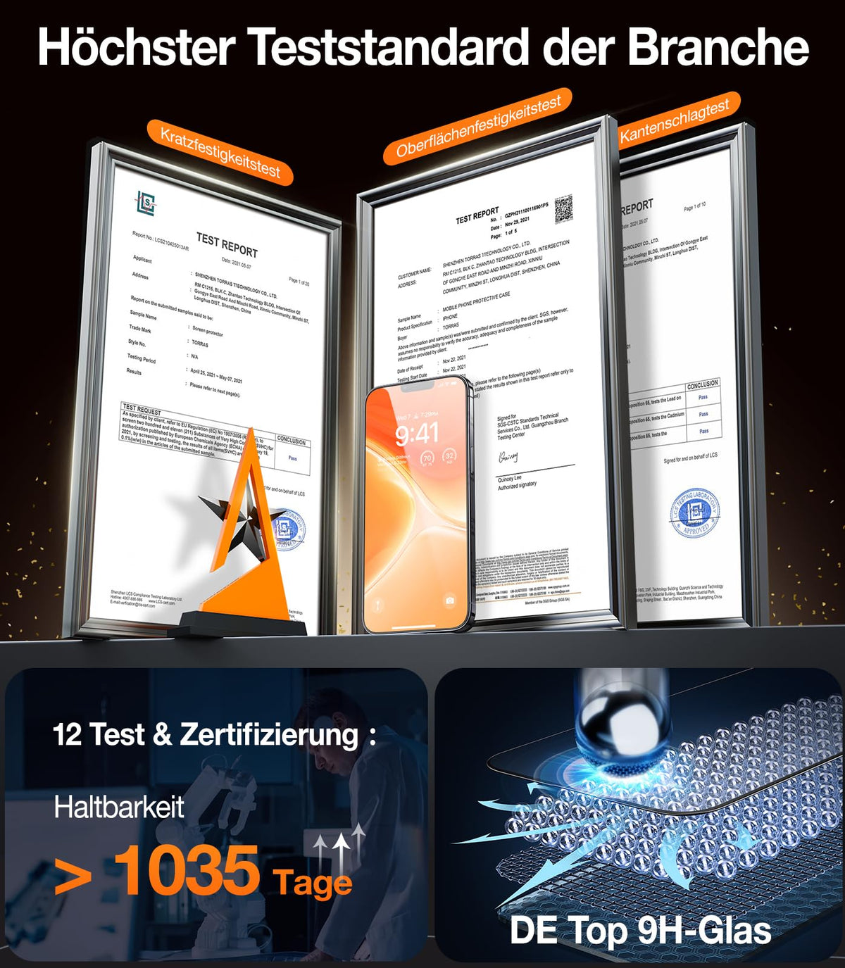 TORRAS für iPhone 18 Pro für Panzerglas TOP 9H+, Auto-Montage, 2 Stück