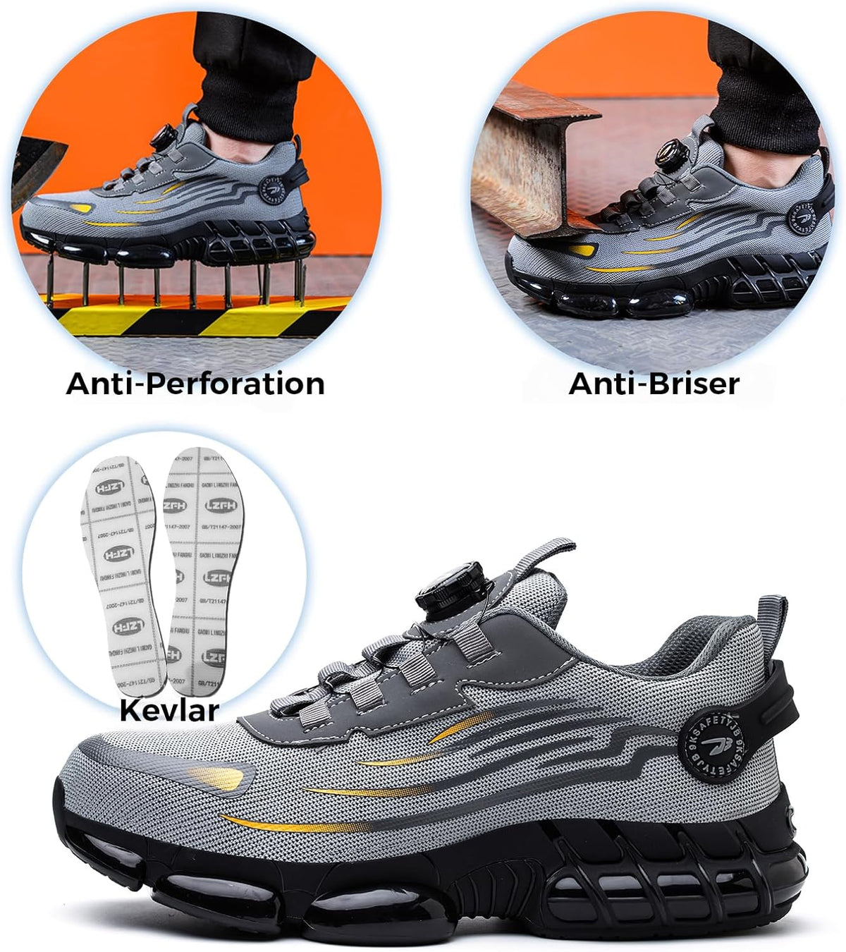 Chaussures de Sécurité Hommes Femmes Basket Respirante Antidérapante Légère Travail avec Embout en Acier 36-46 EU