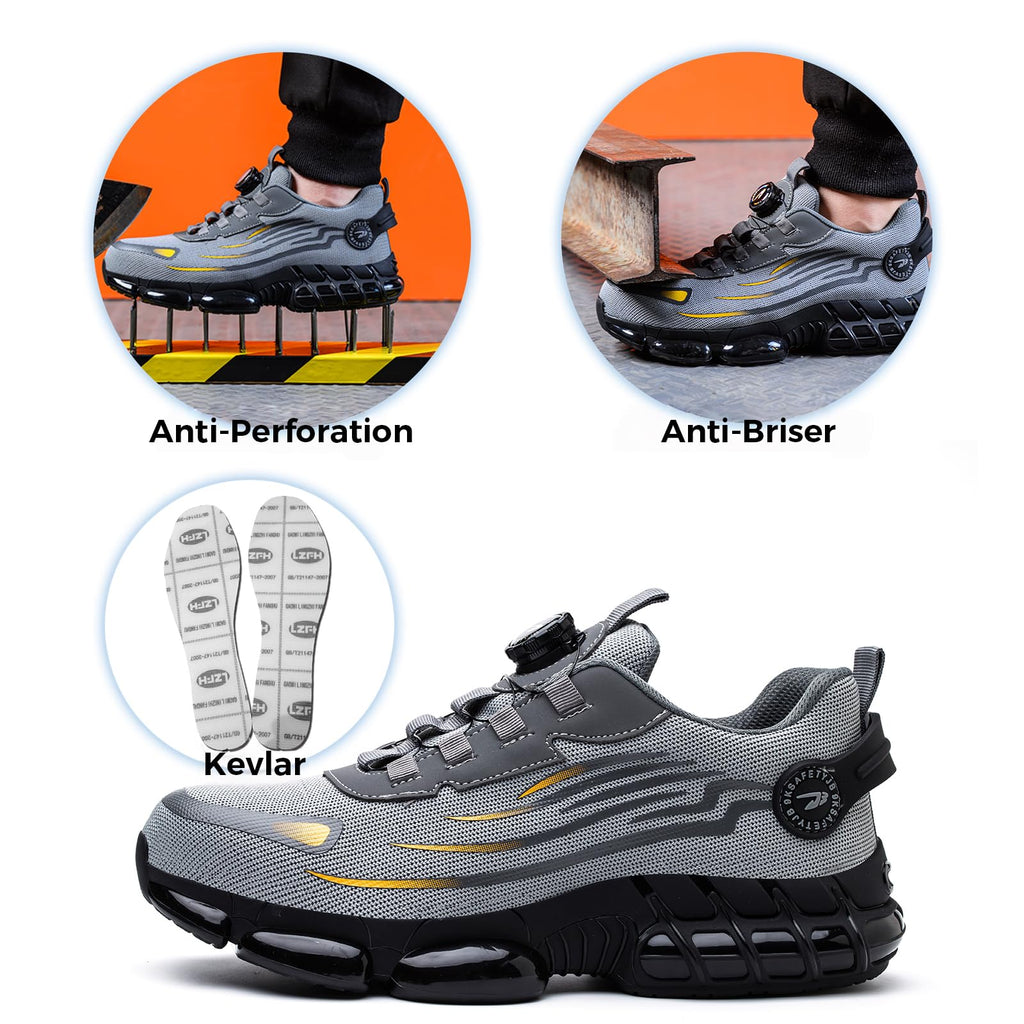 Chaussures de Sécurité Hommes Femmes Basket Respirante Antidérapante Légère Travail avec Embout en Acier 36-46 EU
