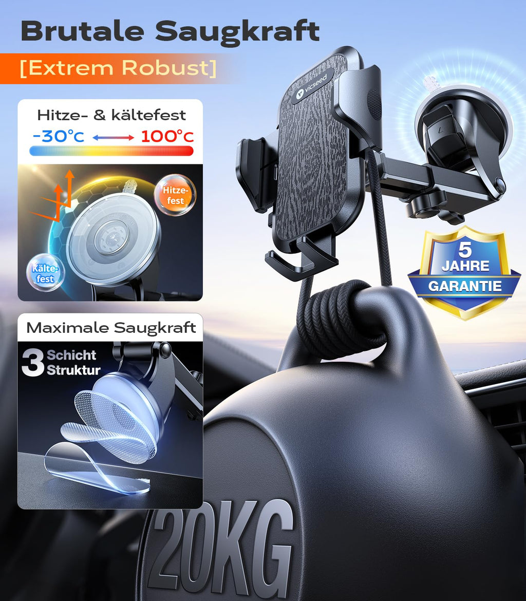 VICSEED 2026 Beste Militärische Handyhalterung Auto [20KG Starker Saugnapf]