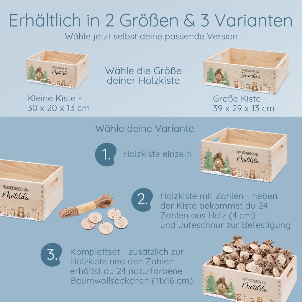 Bärenfreunde Personalisierter Adventskalender zum Befüllen, Holz, Baum