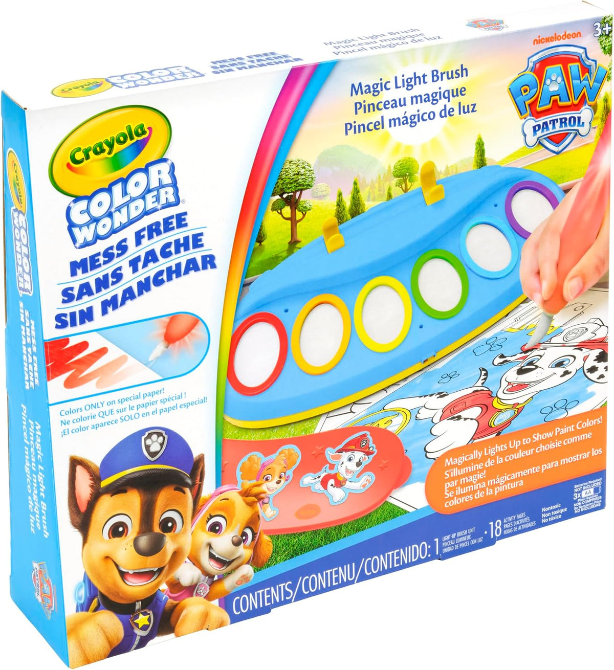 Crayola PAW Patrol Color Wonder Magic Light Brush – Mess Free Painting Kit for Kids with Lightup Brush, Gift for Toddlers, Preschool Art Activities, Ages 3+