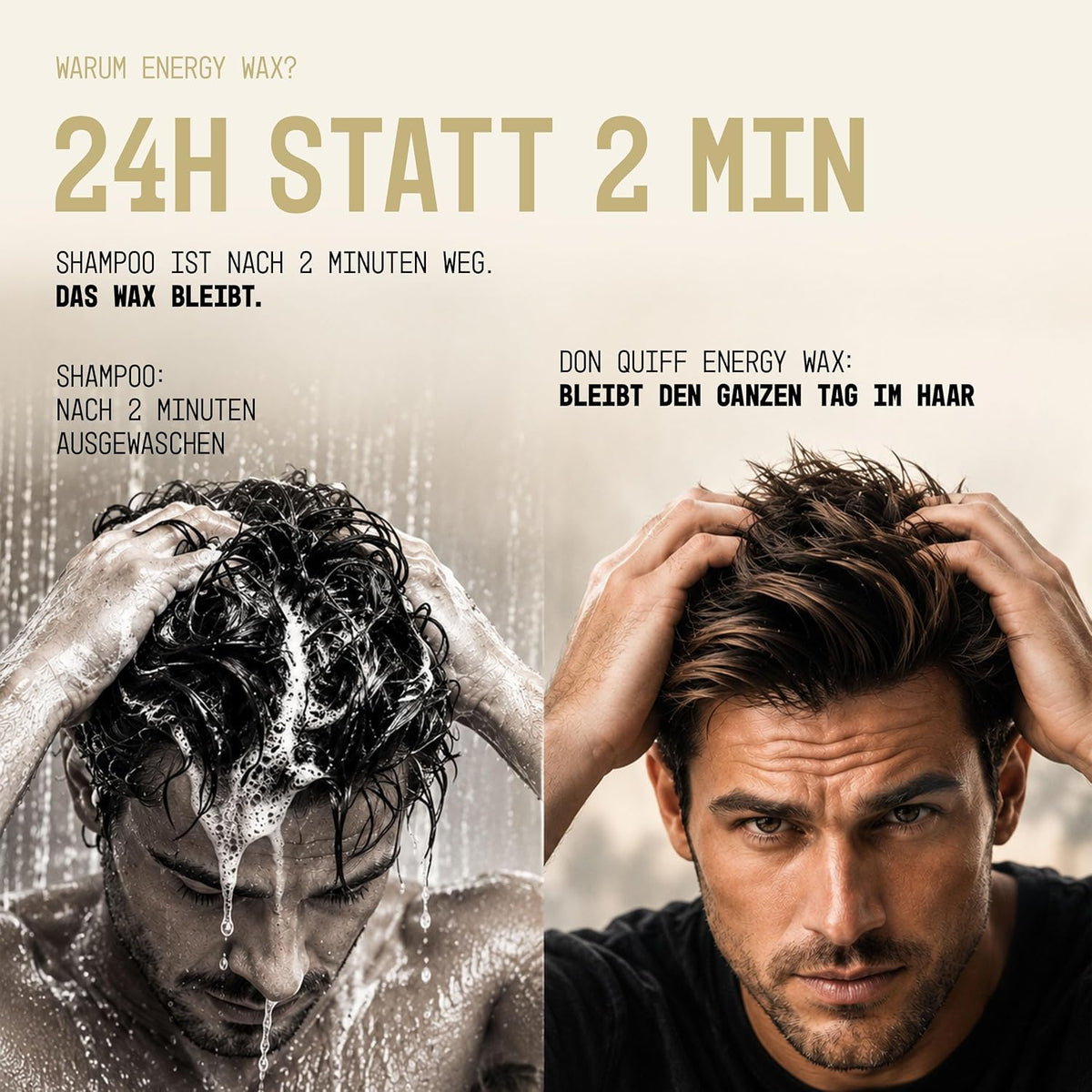 Don Quiff Energy Wax – Haarwachs für Männer aus Die Höhle der Löwen – starker matter Halt, Clay Pomade mit Coffein, Biotin & Ectoin, UVA/UVB-Filter – 80 ml – Made in Germany