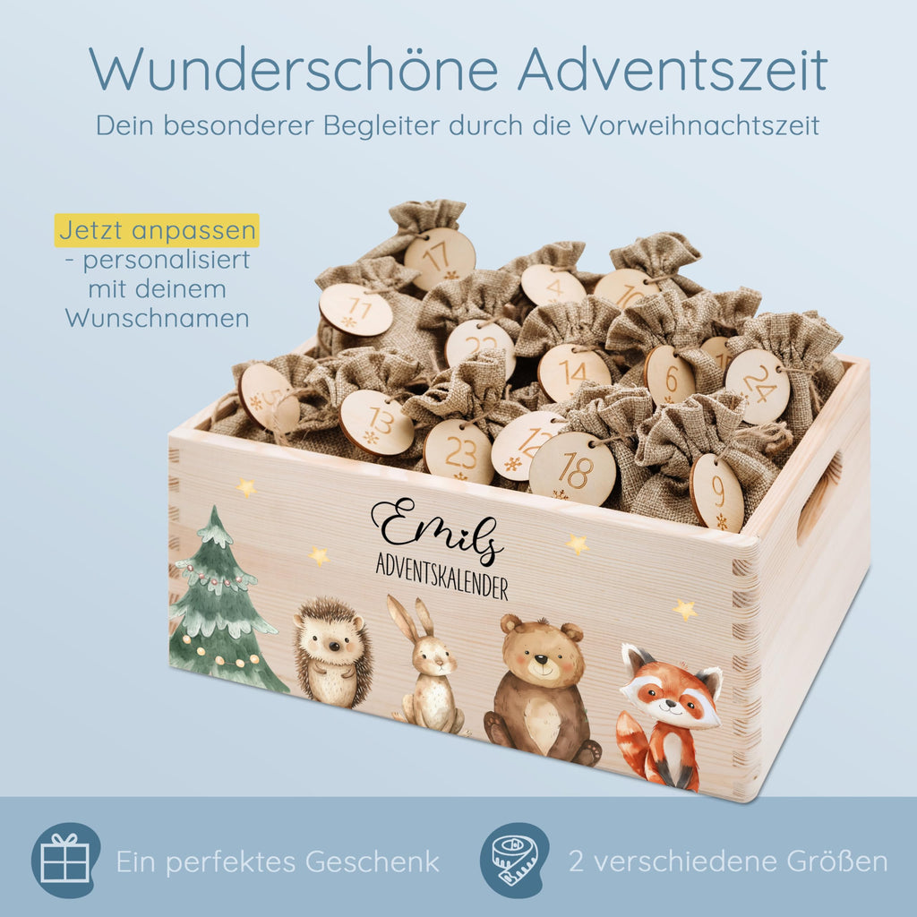 Bärenfreunde Personalisierter Adventskalender zum Befüllen, Holz, Baum