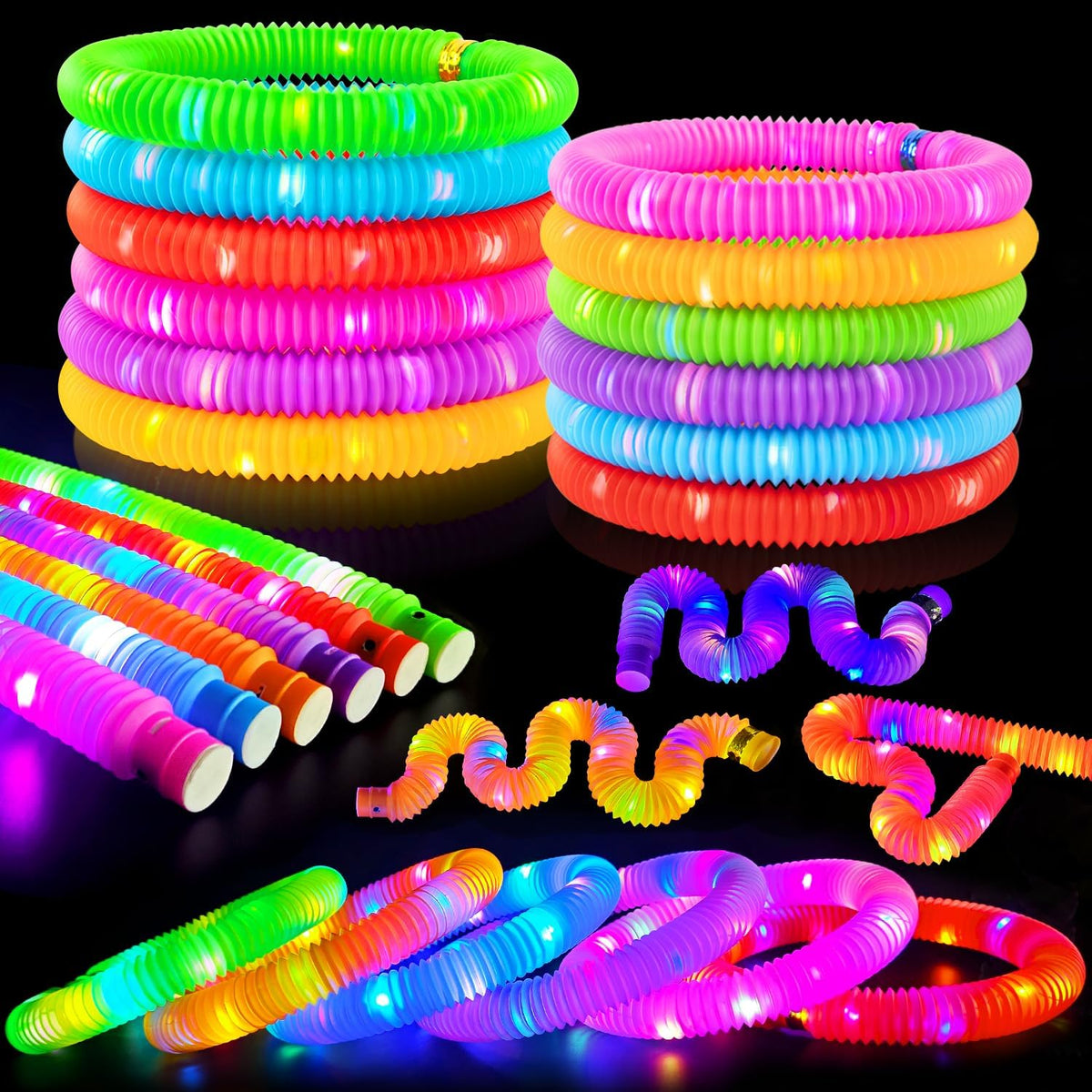 Bulk Glow Sticks Halloween Party Favors 96 PCS,Light up Pop Tubes for Kids