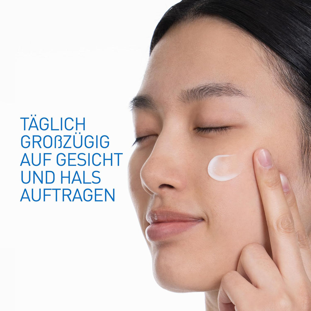 CeraVe Feuchtigkeitsspendende Gesichtscreme für normale bis trockene Haut, Ultraleichte Formel, Mit Hyaluron, Niacinamid und 3 essenziellen Ceramiden