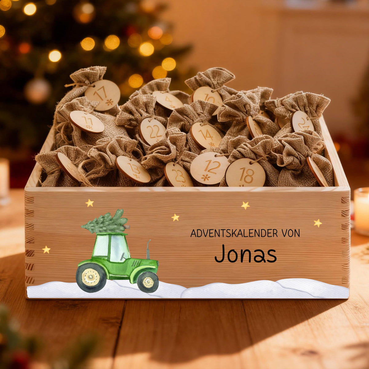 Bärenfreunde Personalisierter Adventskalender zum Befüllen, Holz, Baum
