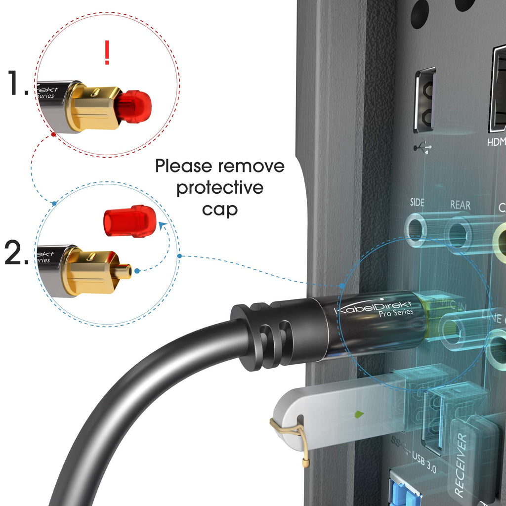 TOSLINK Kabel, Optisches Audiokabel - 10 m langes Glasfaserkabel für Soundbars (Digital S/PDIF, Stereoanlagen/Verstärker/Verstärker, Heimkino, Xbox One/PS4) - CableDirect