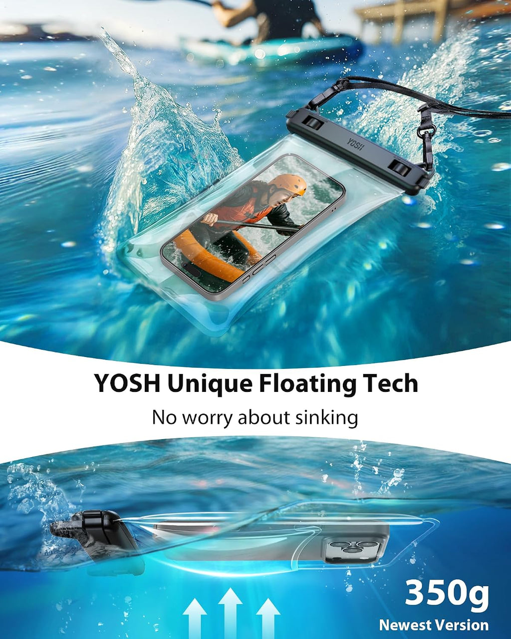 YOSH wasserdichte Handyhülle [Schwimmende & Nahtloser] 2 STK., bis zu 7,5"