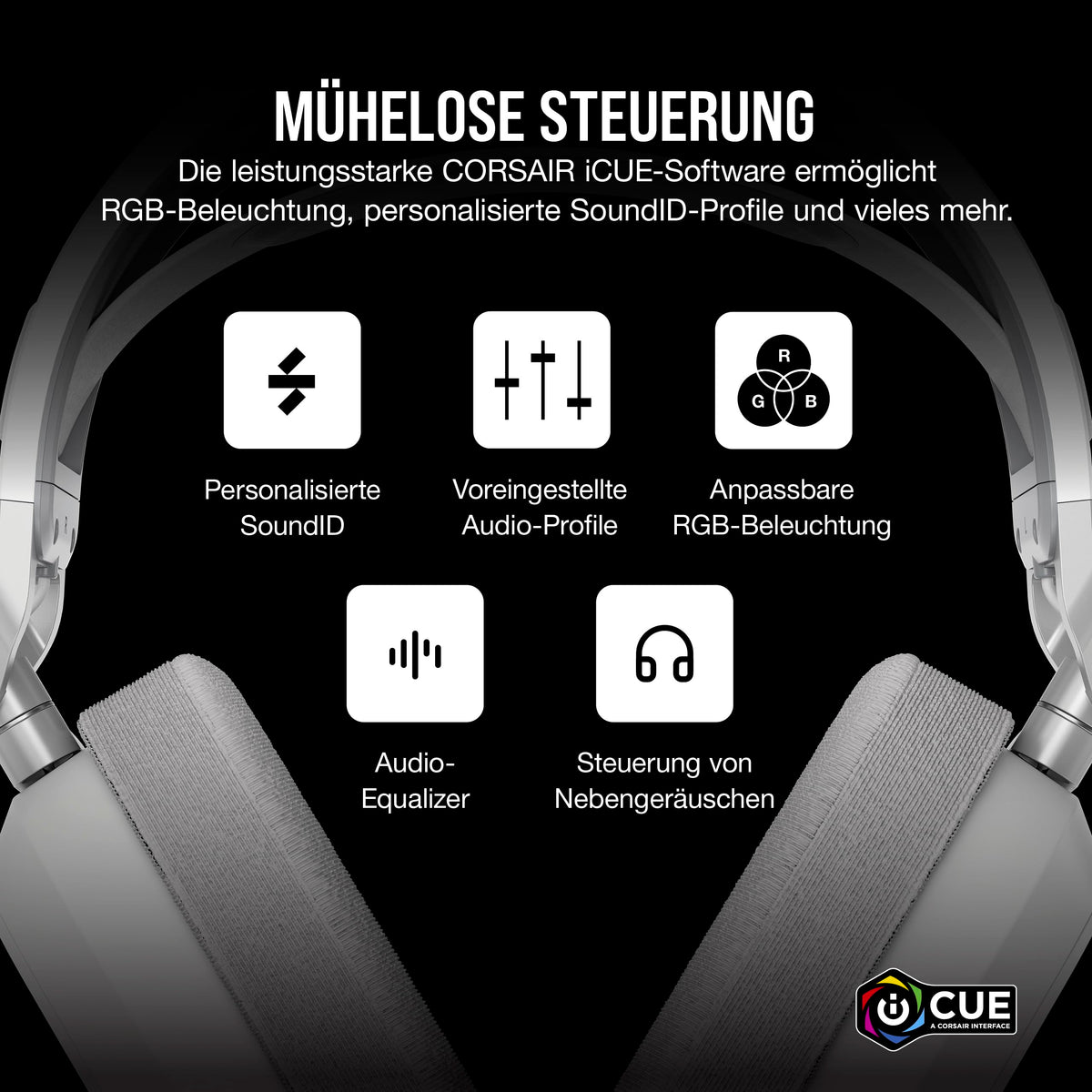 Corsair HS80 MAX Wireless Multiplattform-Gaming-Headset – Stahlgrau