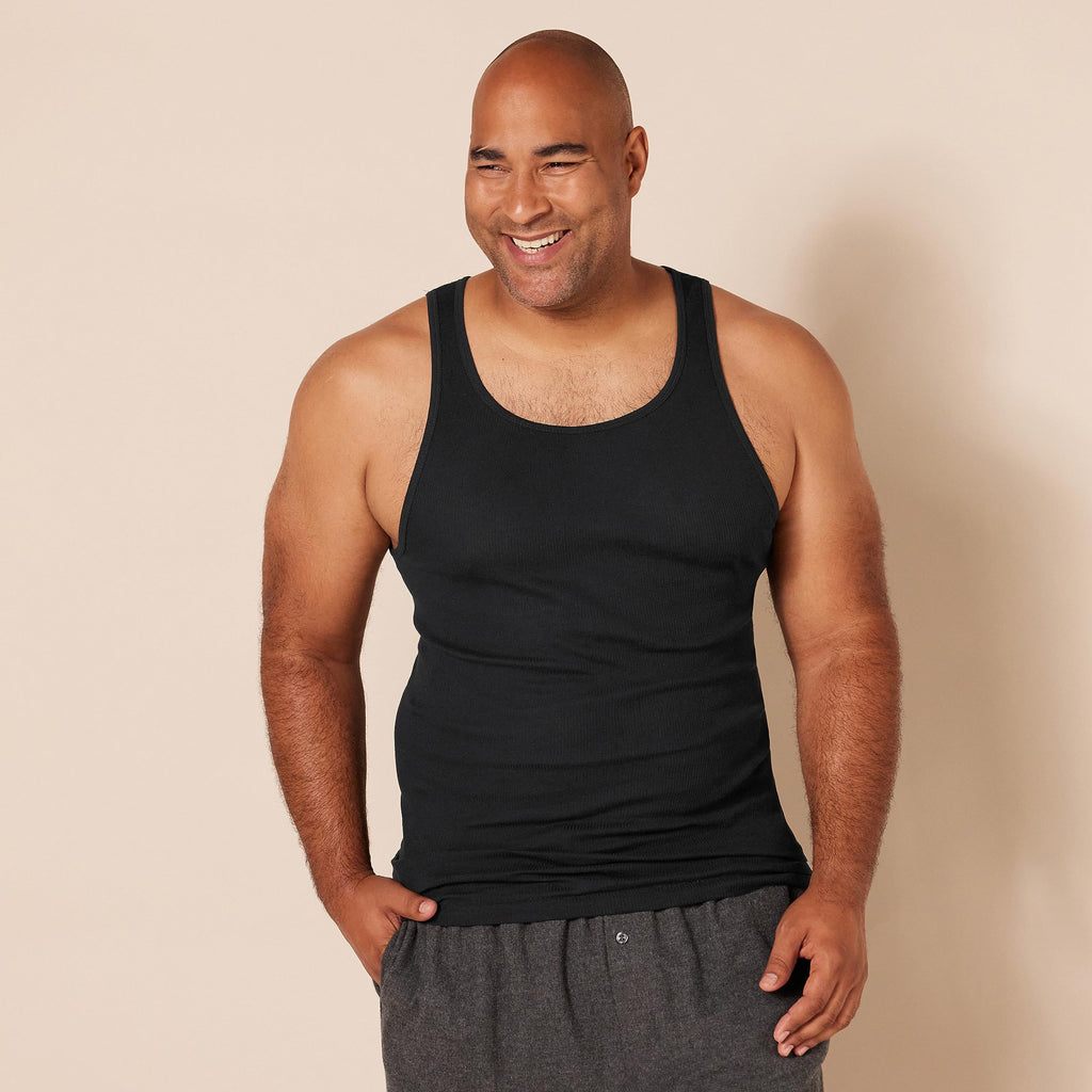 Amazon Essentials Men's Lightweight Breathable Cotton Slim Fit Tank Undershirts, Pack of 6