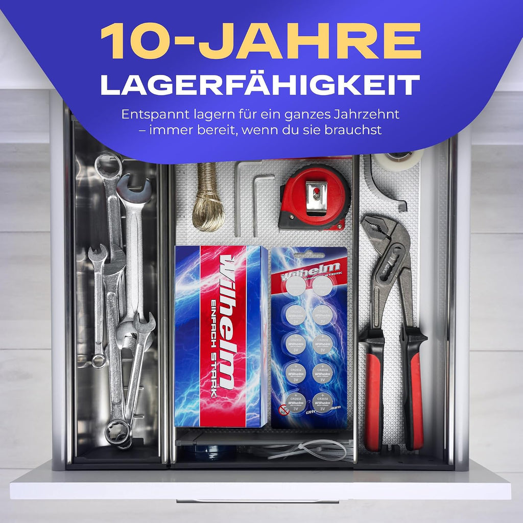 Wilhelm CR2032 Lithium Knopfzellen Batterien 3V CR 2032 – 100 Stück