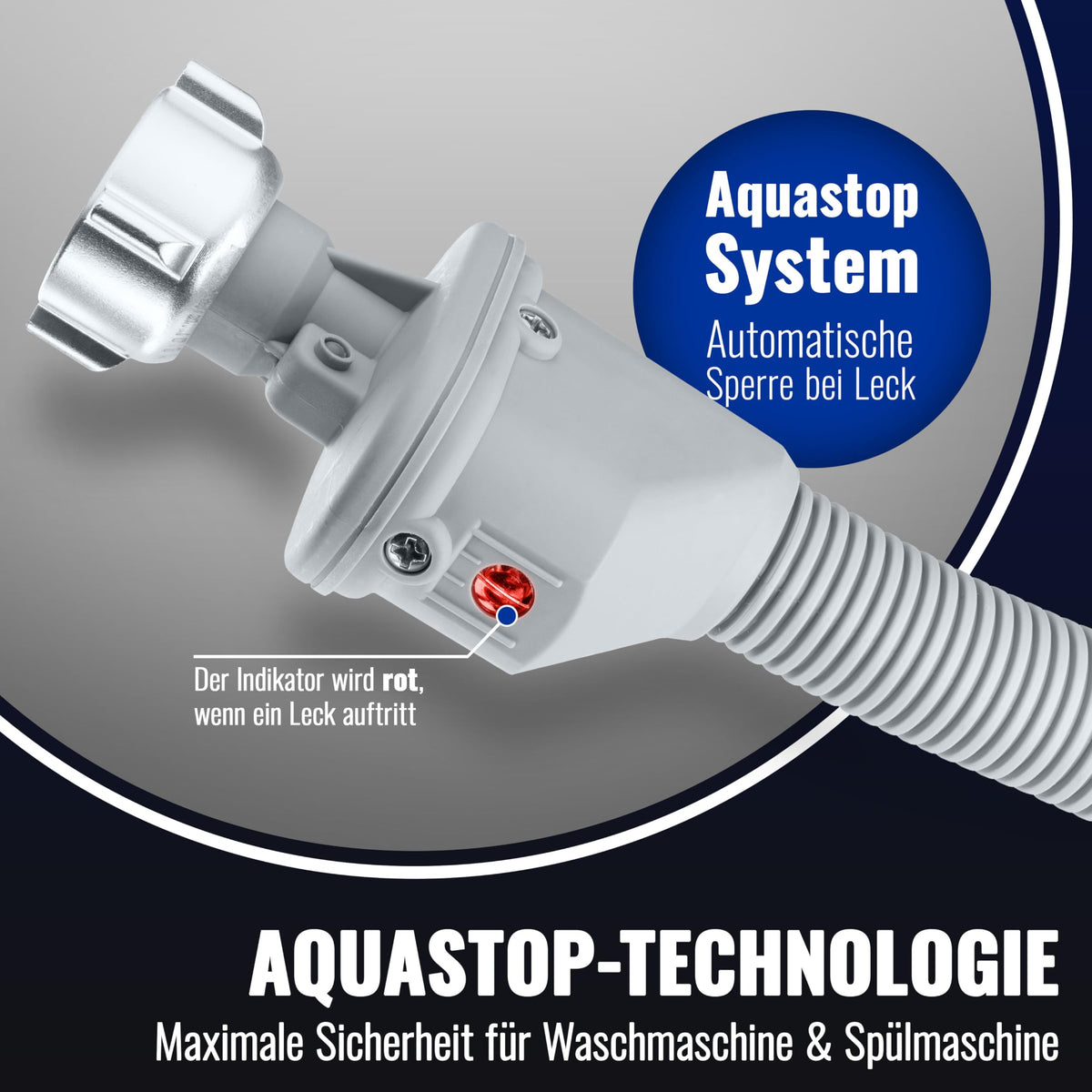 Poppstar 2,5m Waschmaschinenschlauch (Aquastop Schlauch für Waschmaschine, Spülmaschine), 3/4 Zoll Anschluss