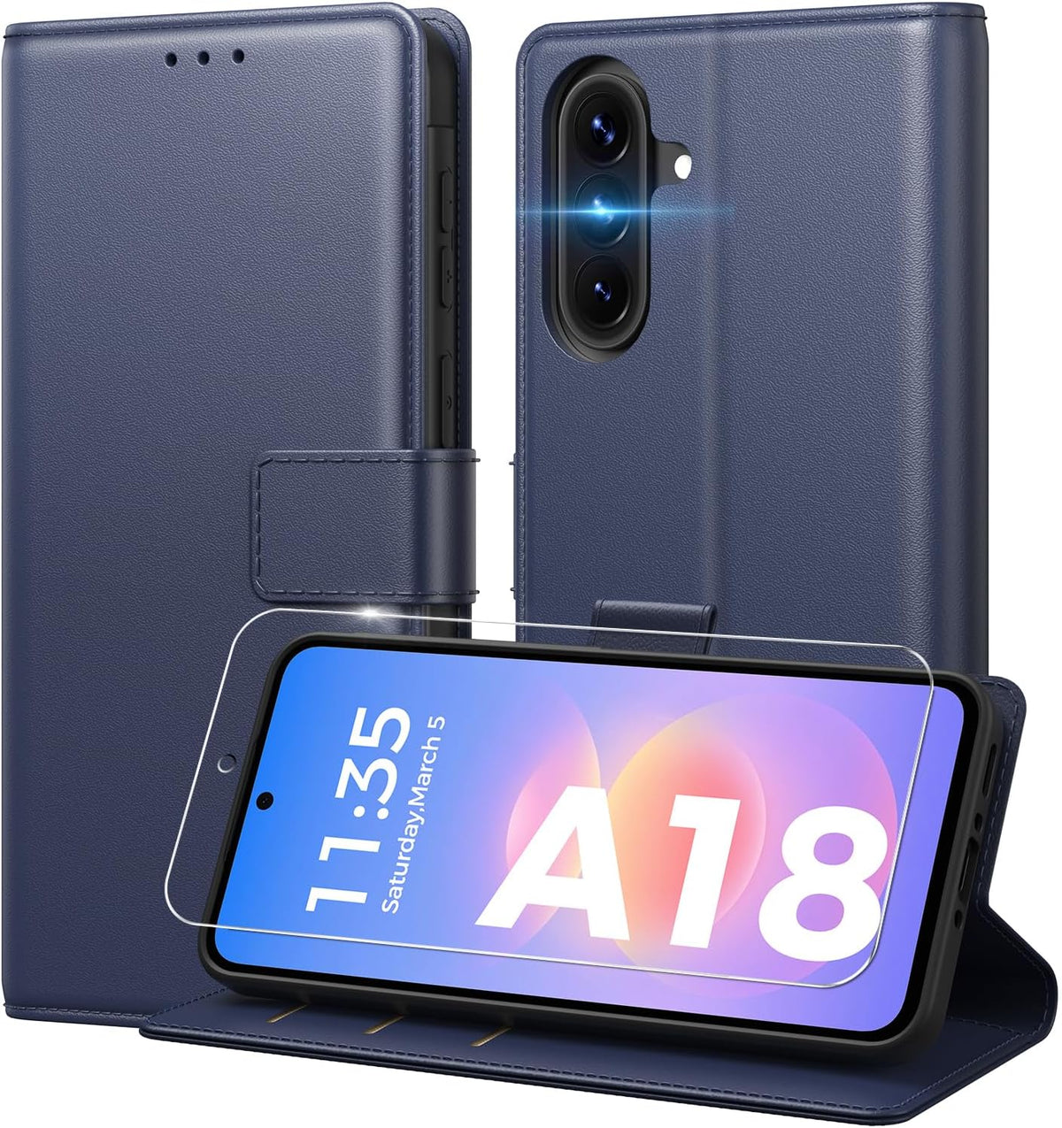 Peakally Handyhülle für Samsung Galaxy A17 5G Hülle [Mit 1 Stück Panzer Schutz Glas] [Premium PU Leder] [RFID-Blockierung] [Kartenfach] Klapphülle kompatibel mit Galaxy A17 5G / 4G - Grün