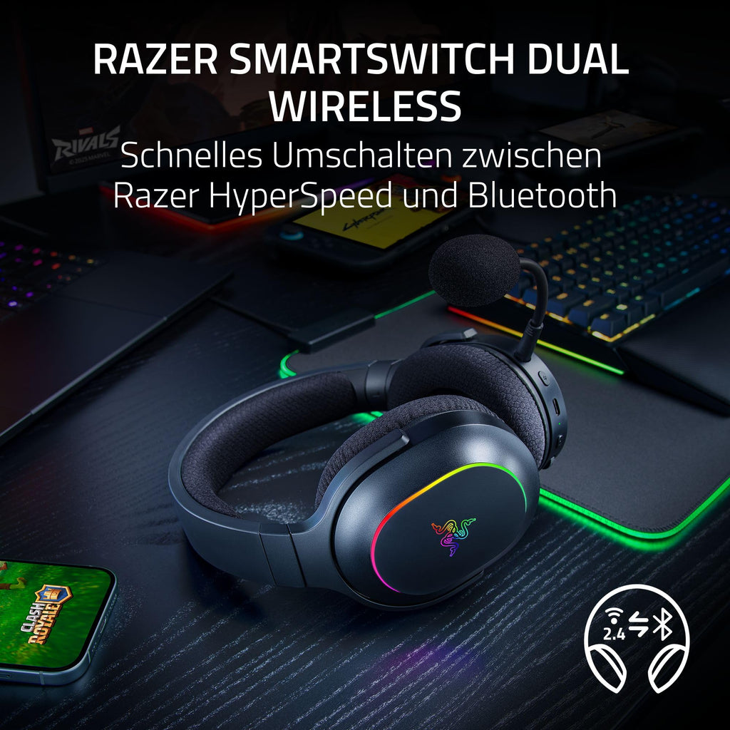 Razer Barracuda X - Kabelloses Multiplattform-Headset für Gaming und Mobile Geräte (SmartSwitch Dual Wireless, Triforce 40mm, Mikrofon mit Nierencharakteristik, 50h Akku, USB-C) Schwarz